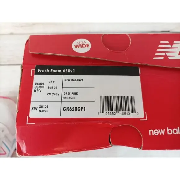 New Balance Kids Girls Sz 6.5 XW Fresh Foam 650 v1 Running Shoes - Picture 11 of 11